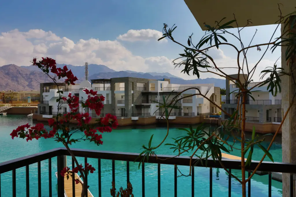 Marina Village landscape with blue skies.