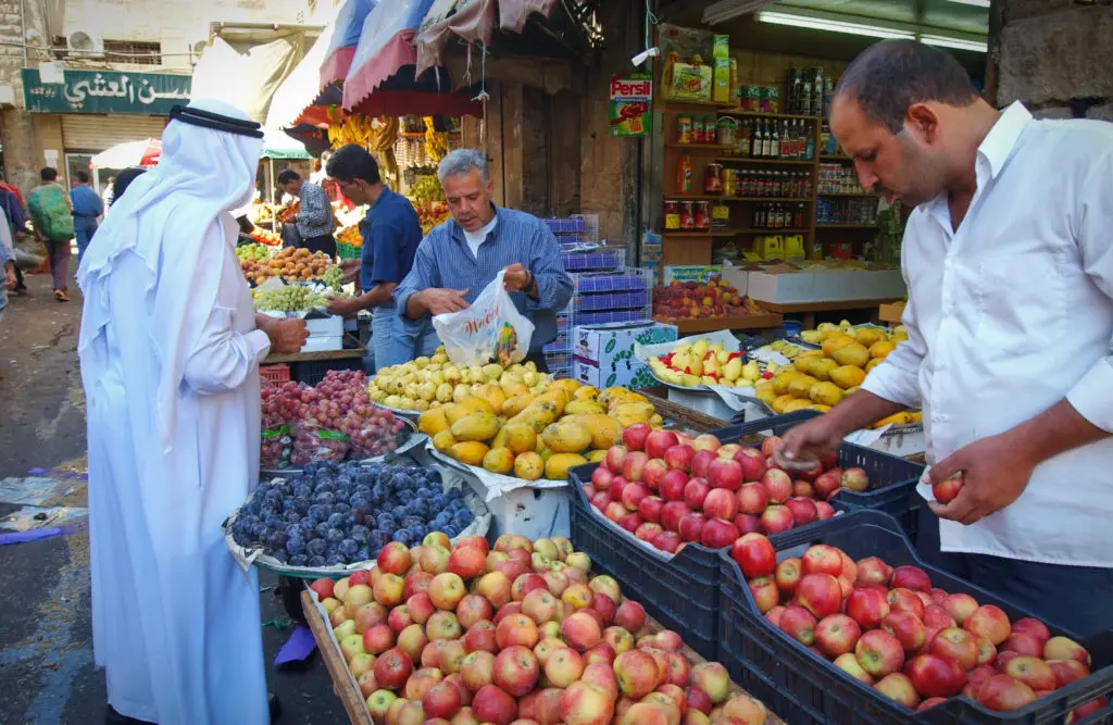 Traditional fruit market at Ayla Oasis.